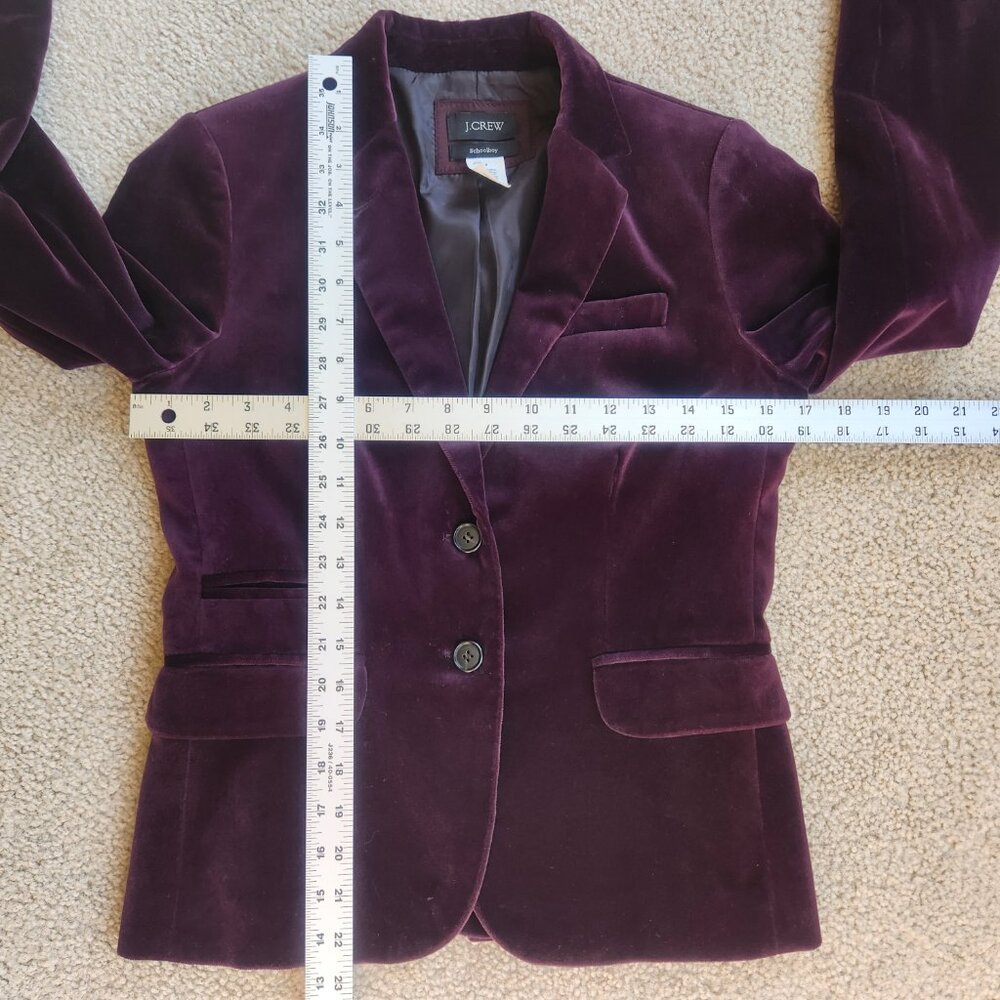 J. Crew Velvet Schoolboy Blazer Purple Plum Eggplant 0 - Picture 3 of 8